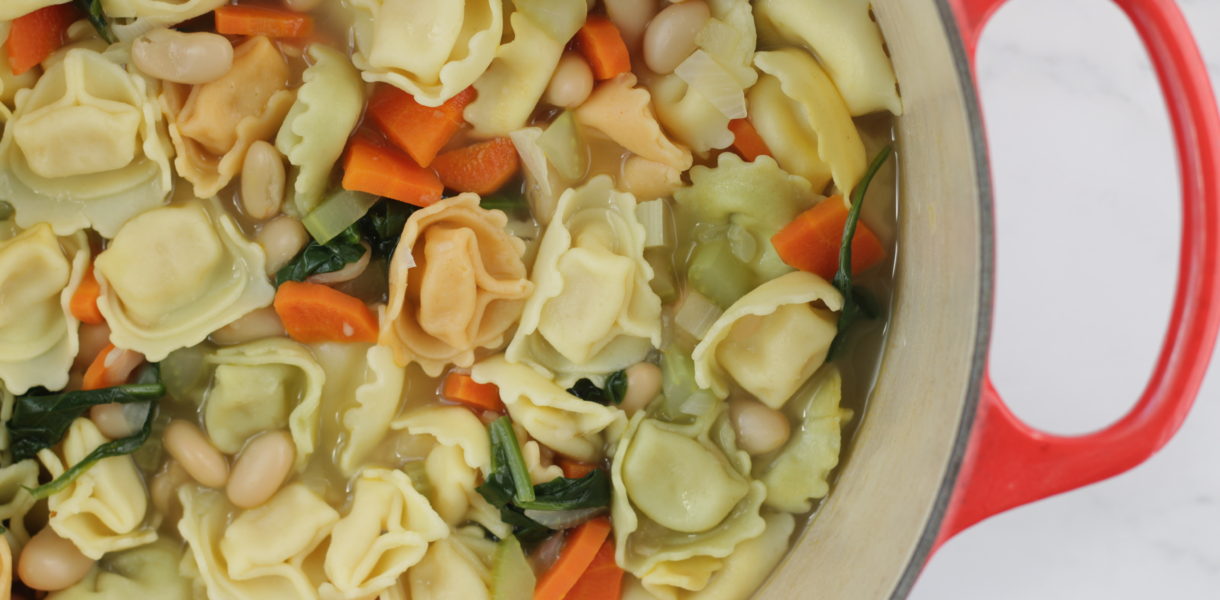White bean and tortellini soup with spinach